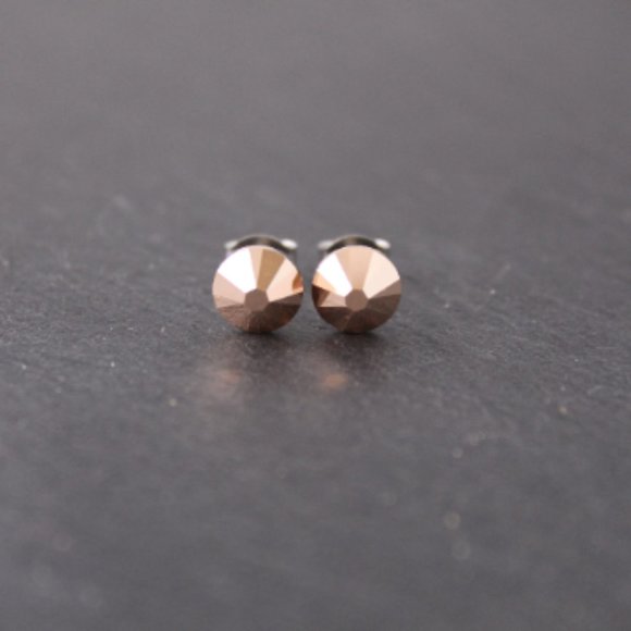 Rose Gold Austrian Crystal Stud Earrings - Picture 1 of 4